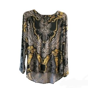 I.N.C. Tunic Top, 1x, black/white/gold